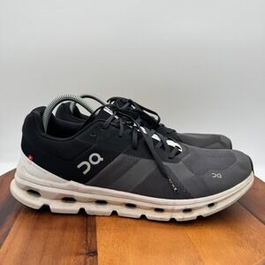 On Cloudrunner Mens Size 12.5 Eclipse Frost Black Gray Fitness Comfort Workout